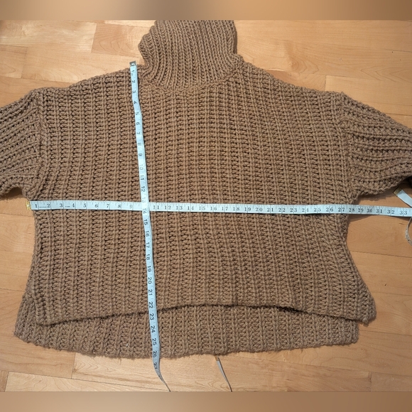 Zara oversized chunky knit sweater turtleneck brown medium - Picture 3 of 10